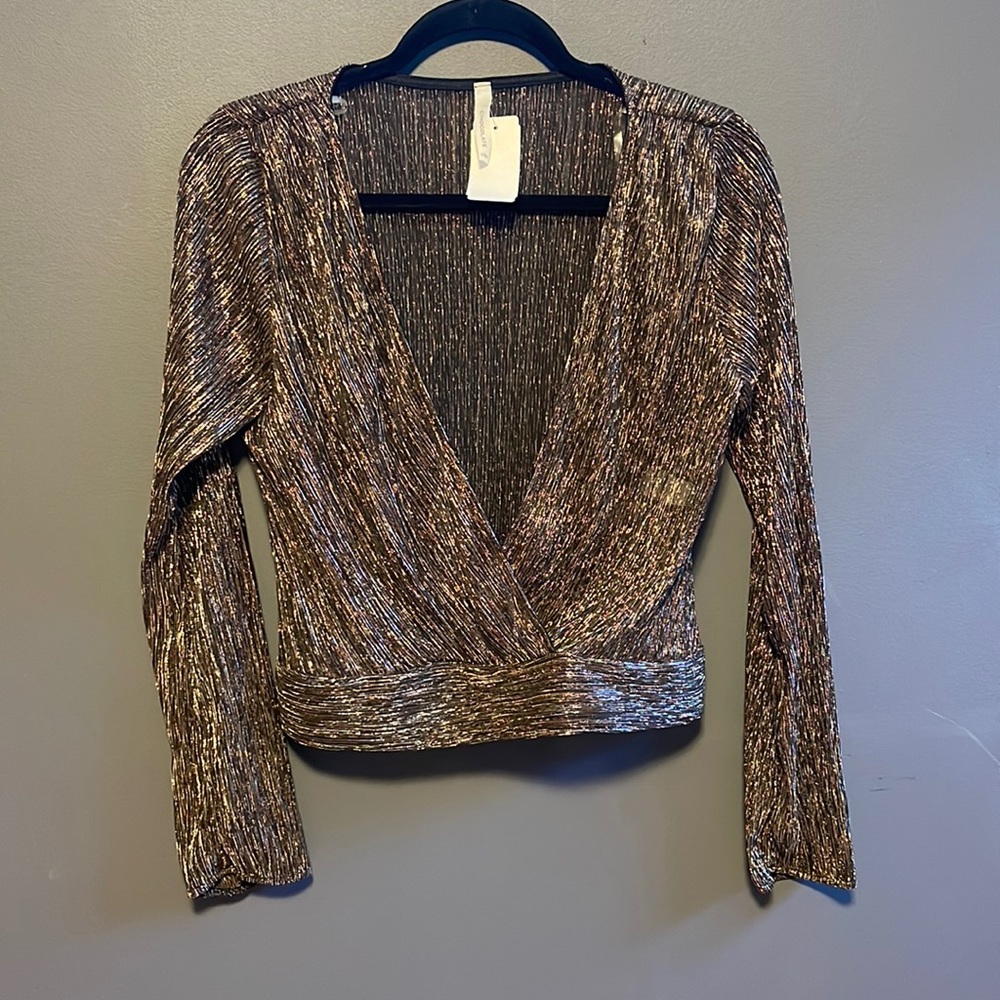 Sheer, sparkly long sleeve top from Envy.